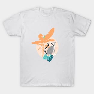 Lemurs in a Peach Jungle T-Shirt